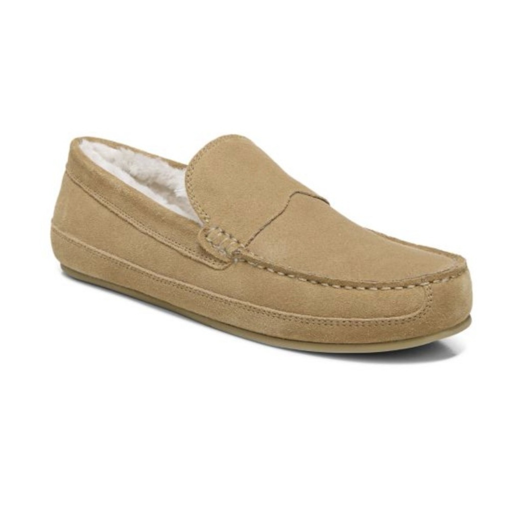 Vince Gibson Suede Lamb Shearling Moccasins Slippers Men’s Size 10 Camel Tan